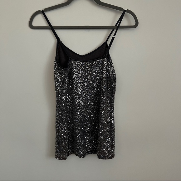 Express Silver Sequin Cami Tank Top Y2K Party Clubwear Going Out Top-Size XS - Picture 4 of 7